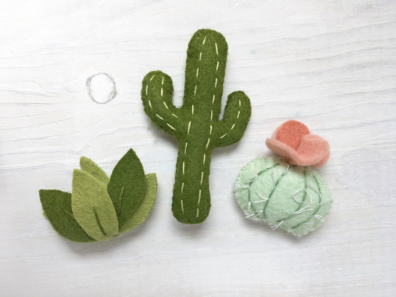 Felt Cactus Friends sewing pattern PDF, SVG digital download Plush mini succulents for Desert Decor, Baby Mobile image 3