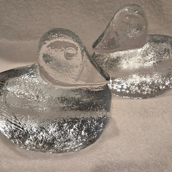 Blenko 822 Crystal Duck Bookends