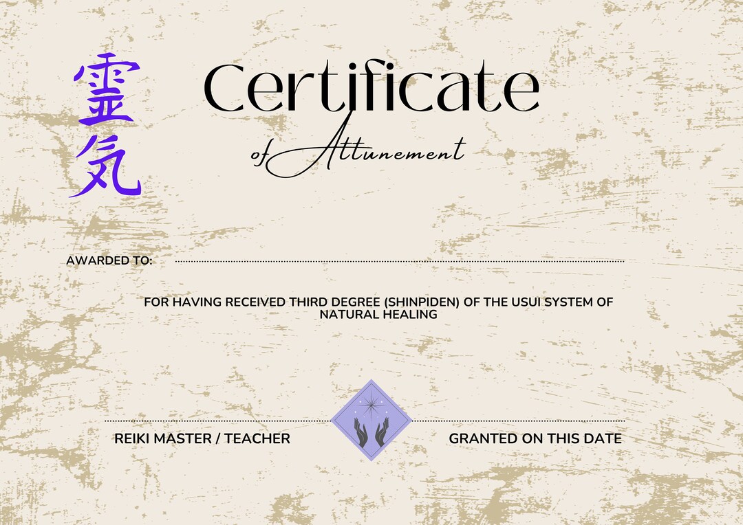Blank Reiki Certificates-animal Reiki Certificate-usuishikiryohoreiki ...