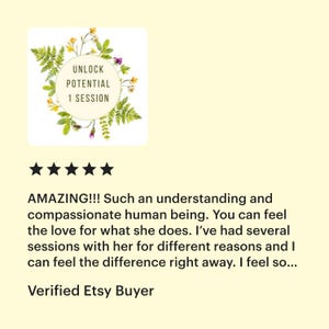 Customer review of Karma Healing Reiki session highlighting release of pain, clarity, and transformation.
