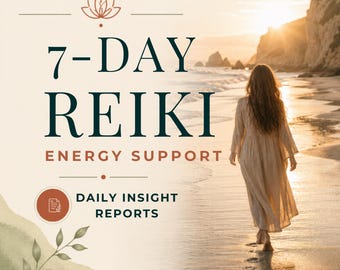 Soutien énergétique Reiki à distance de 7 jours | Messages perspicaces | Affiche numérique de Reiki