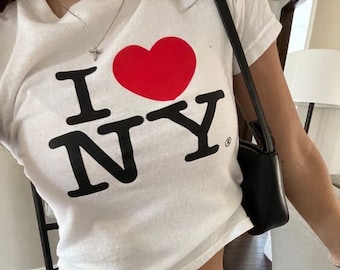 I Love NY Crop Top, Baby Tee, I Love NY Baby Tee, I Love NY Tee, 2000s Aesthetic, New York Baby Tee, I Love Ny, 90s 2000s, I Love New York