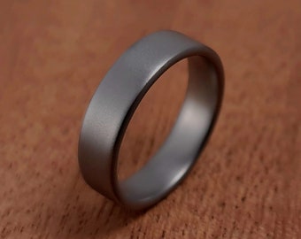 Dark Gray Classic Wedding Band Matte Finish Mens Minimalist Ring for Woman Dark Wedding Ring for Husband Dark Gray Anniversary Ring for Man