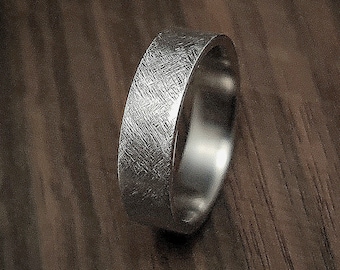 Brushed Titanium Wedding Band Textured Mens Ring Brushed Finish Band Minimalist Simple Womens Engagement Ring for Men Modern Ring for Him