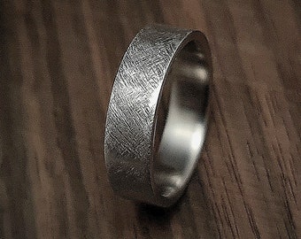 Brushed Titanium Wedding Band Textured Mens Ring Brushed Finish Band Minimalist Simple Womens Engagement Ring for Men Modern Ring for Him