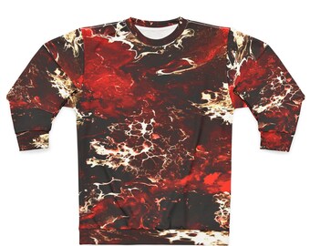 Polyester red black white abstract art sweatshirt