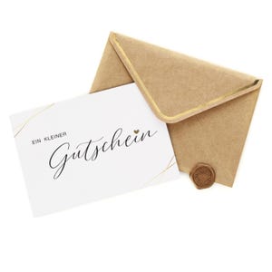 Gutscheinkarte mit goldener Veredelung und Siegel- Gutschein zum selber ausfüllen für Geburtstag, Weihnachten, Hochzeit oder Muttertag