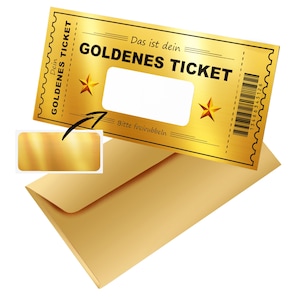 Goldenes Ticket mit Rubbelsticker- Gutschein zum ausfüllen als Geschenk für Freund und Freundin - Rubbellos für Geburtstag und Weihnachten