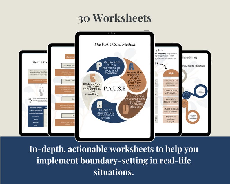 Boundary Worksheets Workbook People Pleasing DBT Self Love Coaching ...