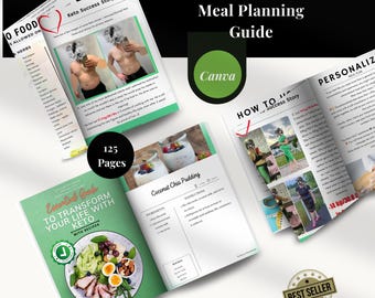 Keto Meal Plan: 34-Day Recipe Guide for Women & Men (Canva Template)