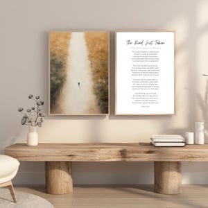 Droga nie wybrana Drukuj Robert Frost Cyfrowa sztuka ścienna Domowe biuro Inspirujące Wiersz Roberta Frosta Cyfrowa sztuka Typografia Sztuka Wydrukuj Natura