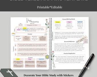 Bible Verse Mapping Template: Scripture Study Journal (Printable PDF)  Template Done for You Christian Bible Study