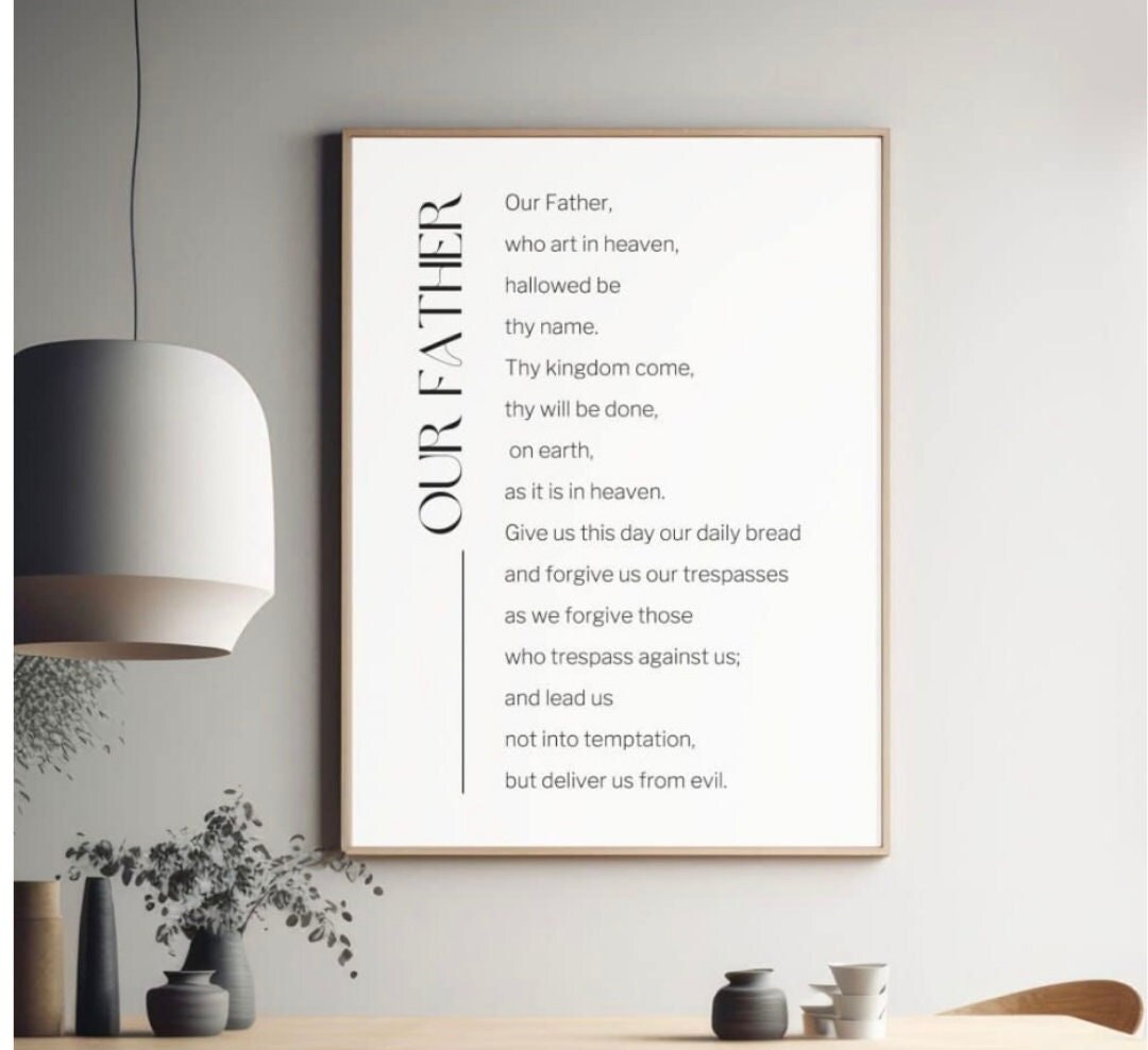 Our Father Lord's Prayer Wall Art Minimalist Wall Decor Christian Wall