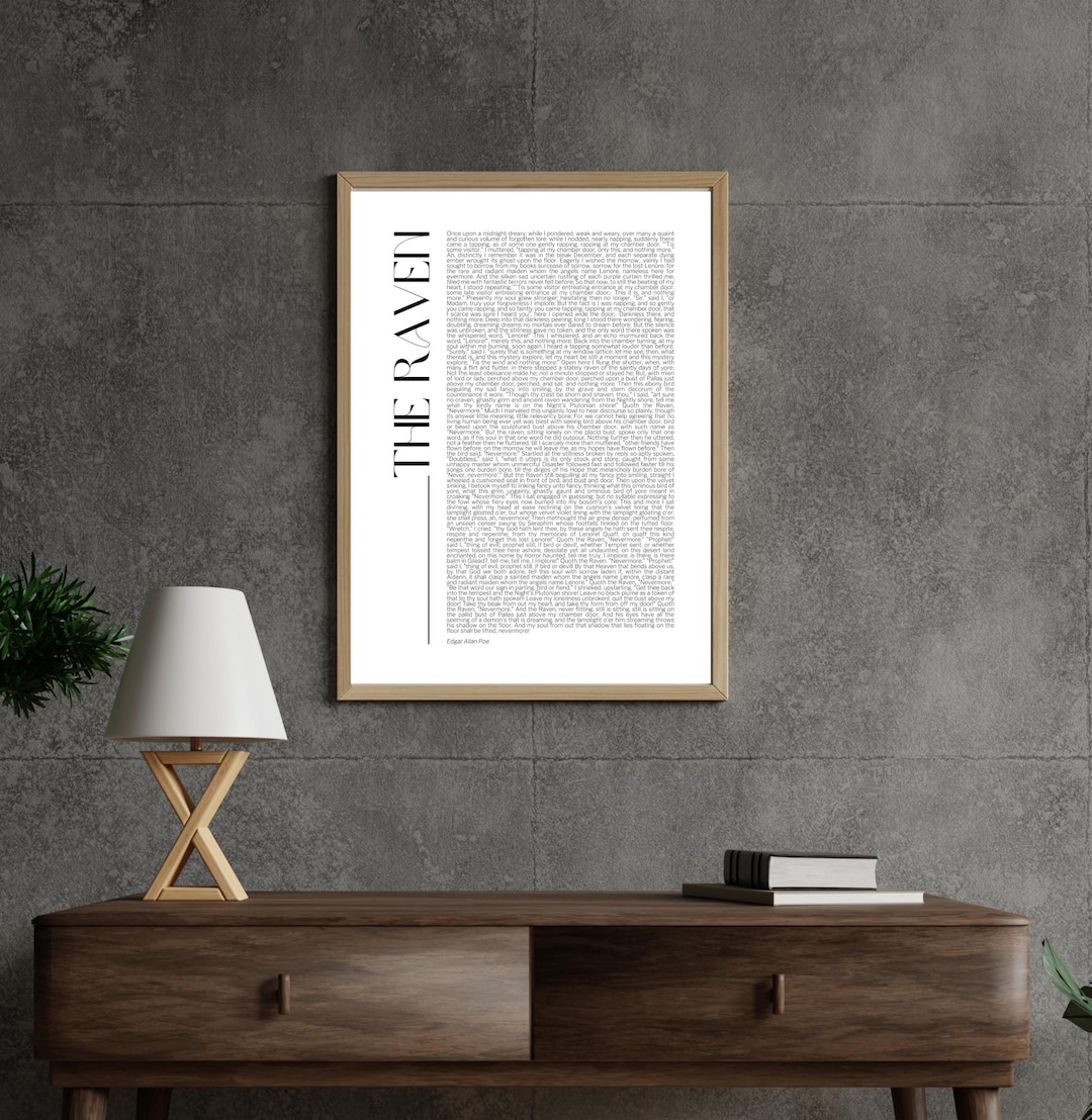 The Raven Print: Edgar Allan Poe Poem, Gothic Literary Art (digital ...