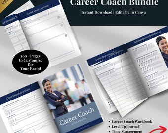Career Coach Workbook Bundle: Anpassbare Vorlagen (Canva, Printable)