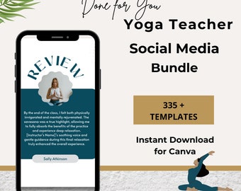 Yoga Lehrerin Instagram Templates für Social Media und Business Bundle mit 10 E-Mail und Highlight Planner