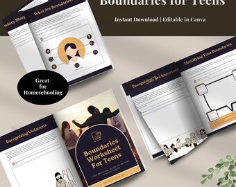 Boundaries Worksheet for Teens: Emotional Intelligence, Homeschooling (Canva Template)
