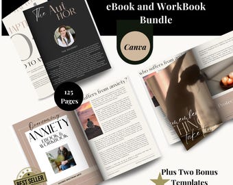Anxiety ebook Workbook PLR Anxiety coping strategies ebook Editable anxiety workbook MRR Canva PLR anxiety guide book self-help workbook
