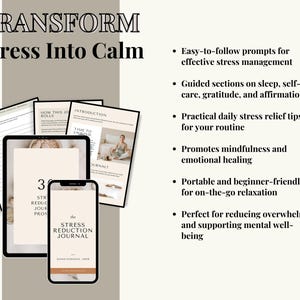 Identify your stress triggers and learn how to handle them more effectively with each entry.
Transform stress into an opportunity for growth by writing down your thoughts and feelings.