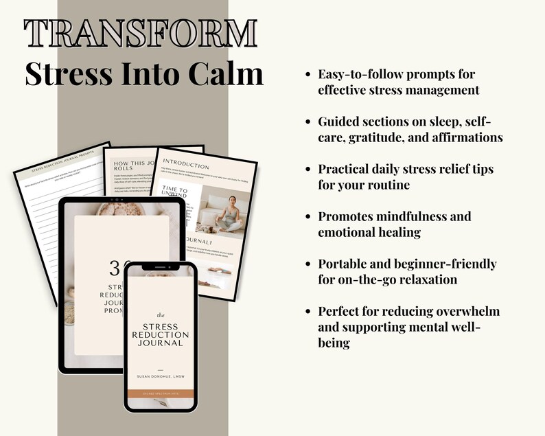 Identify your stress triggers and learn how to handle them more effectively with each entry.
Transform stress into an opportunity for growth by writing down your thoughts and feelings.