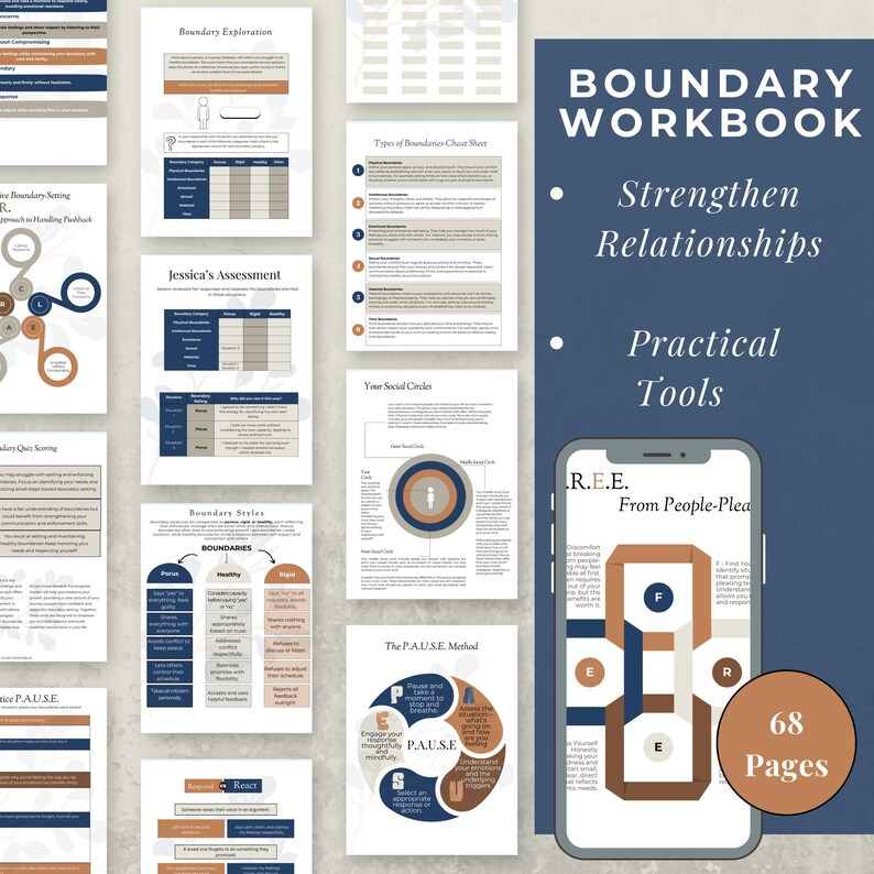 Boundary Worksheets Workbook People Pleasing DBT Self Love Coaching ...