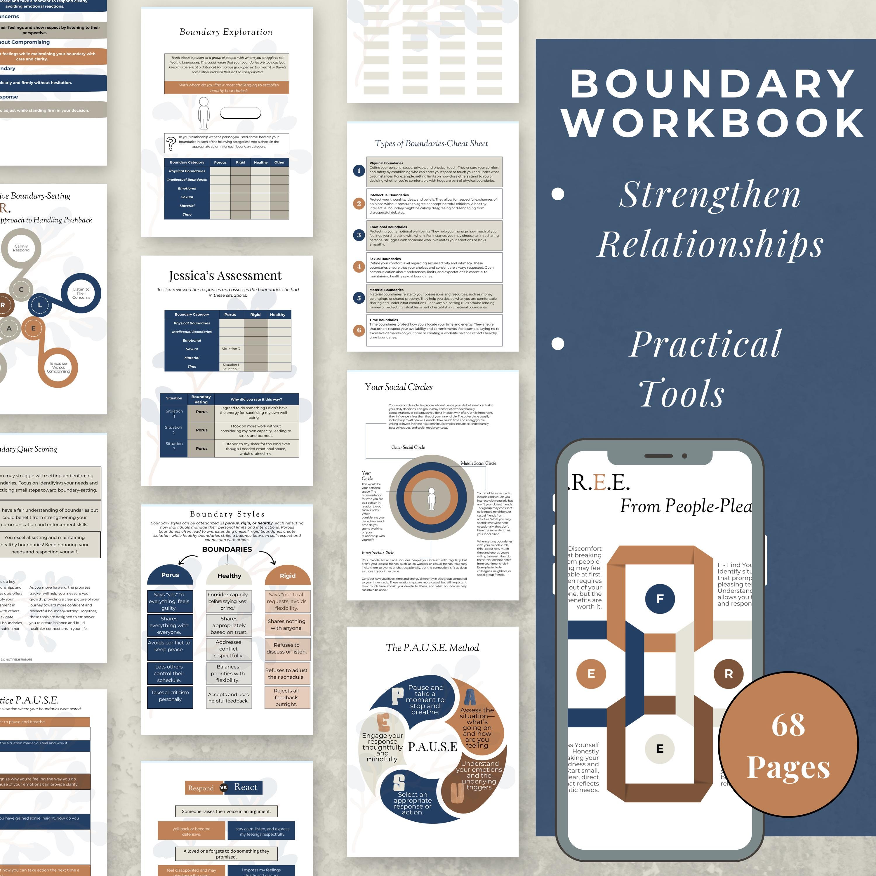 Boundary Worksheets Workbook People Pleasing DBT Self Love Coaching ...