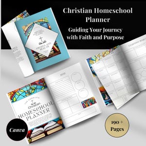 Homeschool Planner Christian Family Faith-Based Learning Canva Printable Milestone Checklist Kindergarten to 8th Grade Biblical Academic