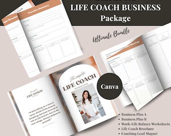 Life Coach Business Plan Template Bundle: Canva, Social Media (Editable)