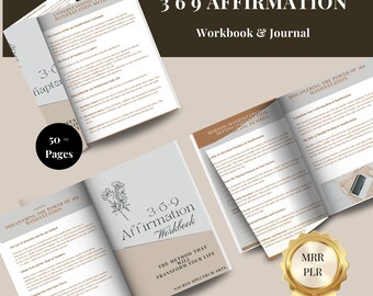 May include: A 3-6-9 Affirmation Workbook & Journal with a floral design on the cover. The workbook is 50 pages and includes the text "The Method That Will Transform Your Life".