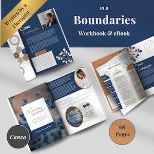 Boundary Worksheets Workbook People Pleasing DBT Self Love Coaching Healthy Relationship Course Printable CBT Journal PLR Canva Template