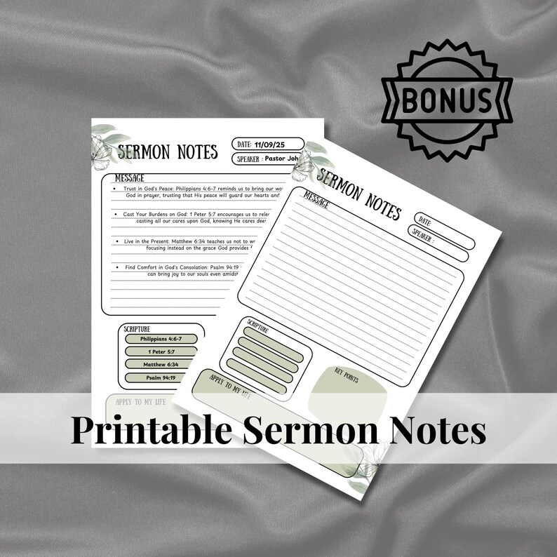 Scripture notes provide a space to reflect on the Bible verses that stand out to you, helping you connect deeper with God's Word. Writing down your insights can strengthen your understanding and create a personal record of spiritual growth. These notes allow you to document how each passage speaks to your life and faith journey.