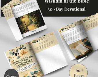 30-Day Christian Devotional Journal: Rooted in Wisdom (Canva, PLR)