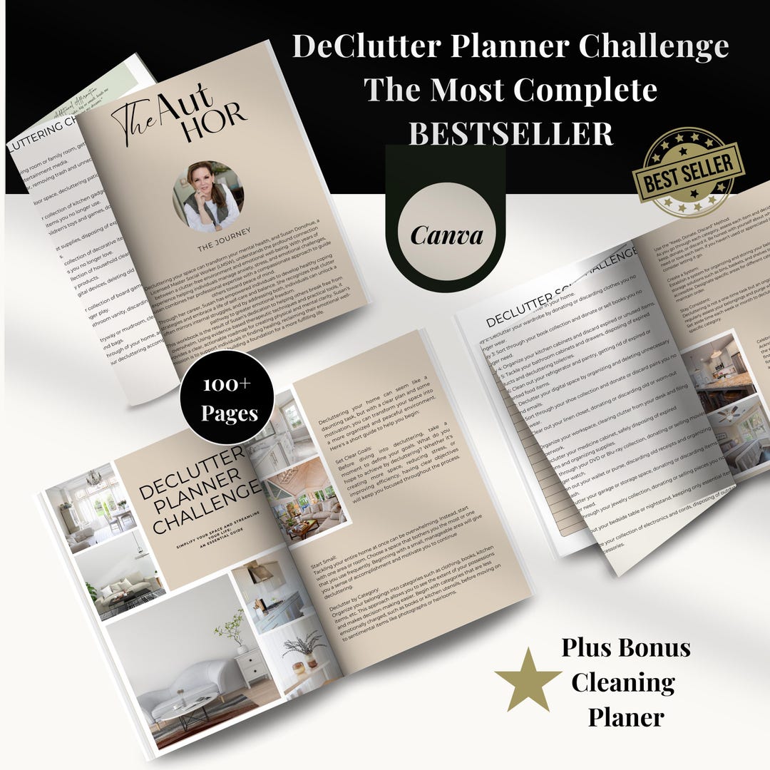 Declutter Planner Workbook: Home Management Canva Template (digital ...