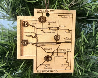 2024 Big Kansas Road Trip Wood Ornaments, laser engraved BKRT ornament, Kansas Sampler Foundation, KS Travel, Kansas Explorer Gift