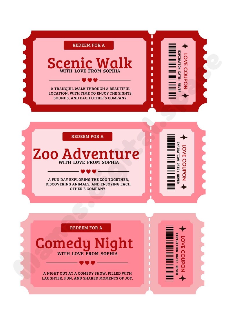 Printable Love Coupons Book for Her for Him, Customizable Valentines Day Coupon, Gift for Him ...