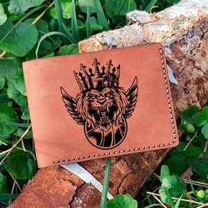 Regalo de béisbol del león de la escuela secundaria, espíritu de la escuela del león, billetera del león, novio del león, billetera personalizada del león, regalo de béisbol, logotipo del orgullo del león