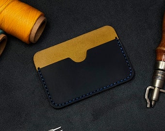 Leather card holder for everyday, Leather custom handmade card case, Slim wallet for business card