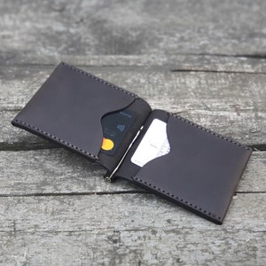 Billetera de cuero con clip para billetes, Porta billetes con clip, Estuche para billetera con clip para billetes, Billetera para efectivo, Billetera de bolsillo con clip para billetes con monograma