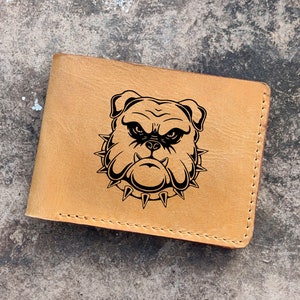 Cartera de cuero Bulldog inglés, patas de mirada personalizadas, regalo de boda de perro de lengua linda, regalo de mascota de raza, cartera de monograma canino cachorro