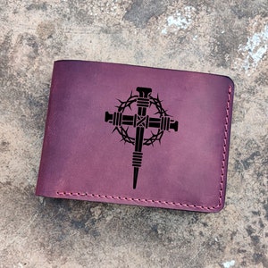 Cartera de cuero plegable para devoto, Cartera de cuero del Hijo de Dios Jesucristo, regalo para hombres cristianos, marido padre que significa regalo