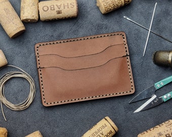 Portafoglio sottile, regalo per la festa del papà, titolare della carta minimalista, titolare della carta con le iniziali, portafoglio in pelle, titolare della carta personalizzato, regalo per lui