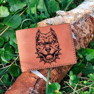 American Pit Bull Happy Dog Paw Cachorro Pet Terrier Raza Canina Pura Raza Monograma Cuero Cartera plegable personalizada