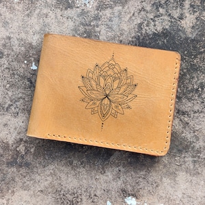 Indian Mandala Flowers Boho Lotus Dreamcatcher - Leather Custom Slim Wallet Xmas Christmas Birthday Gift