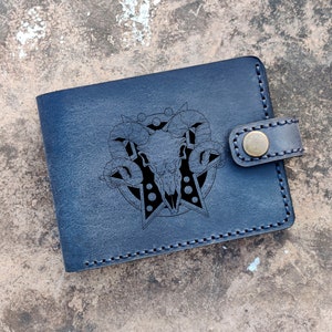 All-seeing eye Sigil Baphomet Pentagram Goth Dark Side Hell Demon Devil Sacrifice Leather Custom Personalized Men Bifold Wallet