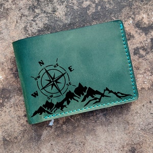 Mountain Cabin Forest House Lodge Woods Camping Cabin Cartera clásica plegable personalizada de cuero