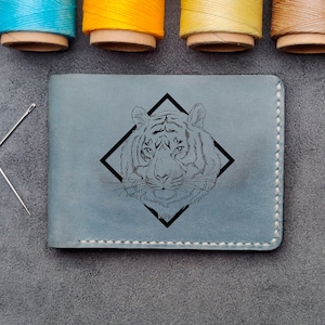 Cartera delgada personalizada con diseño de tigre, mandala, lince, pantera, guepardo, animal salvaje, gato, león