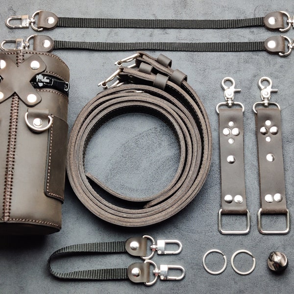 Camera harness, Dual camera strap, Photographer gift, Dual camera harness, Leather camera belt, Multicamera strap, Camera lens case