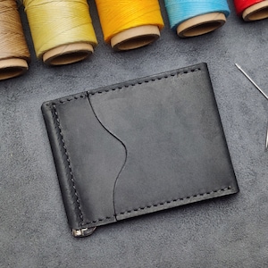 Geld-Clip-Geldbörse aus Leder, Geld-Clip-Halter, Geld-Clip-Etui, Bargeld-Geldbörse, Monogramm-Geld-Clip-Taschen-Geldbörse