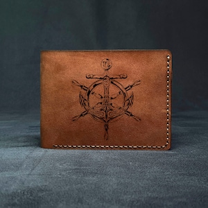 Nautisches Anker Portemonnaie - Anker Schiff Portemonnaie - Personalisiertes Portemonnaie - Echtes Leder Portemonnaie - Personalisiertes Portemonnaie - Individuelles Geschenk - Geschenke für Ihn
