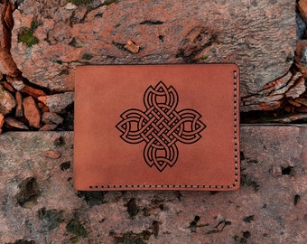 Odin Axe Shield Norse Nordic Viking Icelandic Runes Symbol Pagan Ancient Leather Custom Monogram Engraved Bifold Wallet